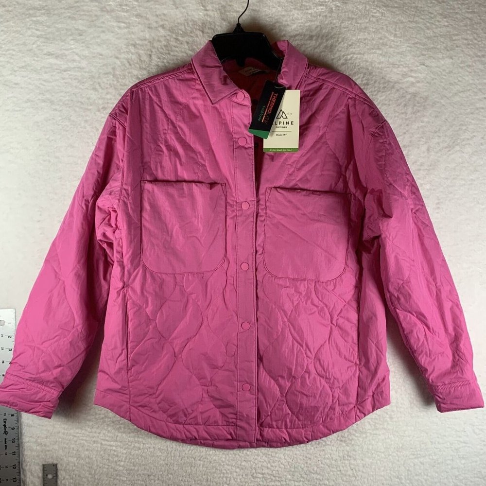 Alpine Design Jacket Women's Medium Pink Cotton Quilted Long Sleeve Pocket 7225‎